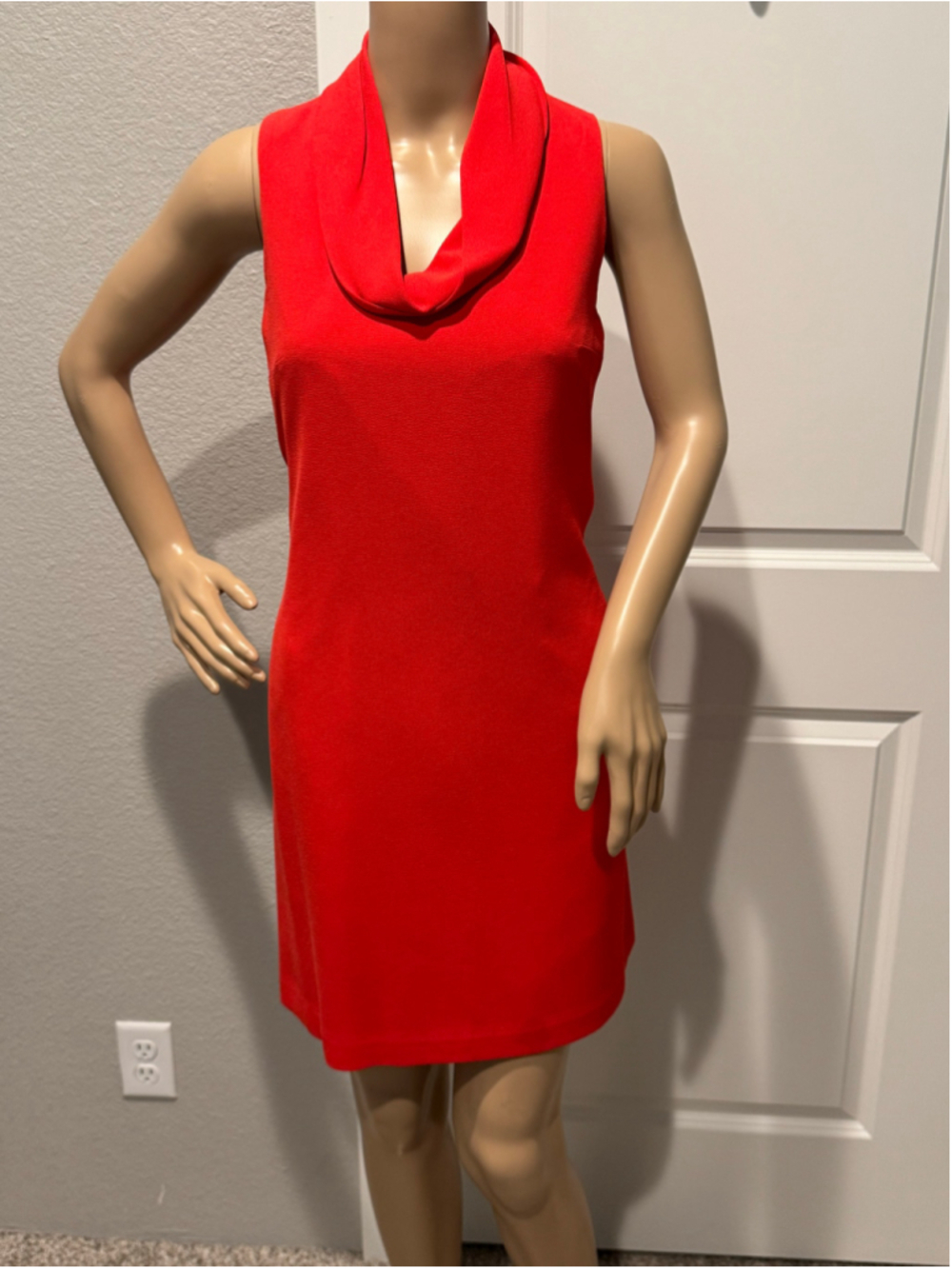 Women's J.Crew Red Sleeveless Cowl Neck Mini Sheath Dress Size S